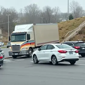 caminhão invade estacionamento