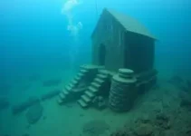 mergulhador casa submersa Lago de Palmas