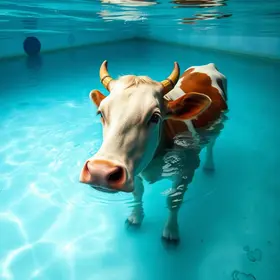 vaca resgatada piscina